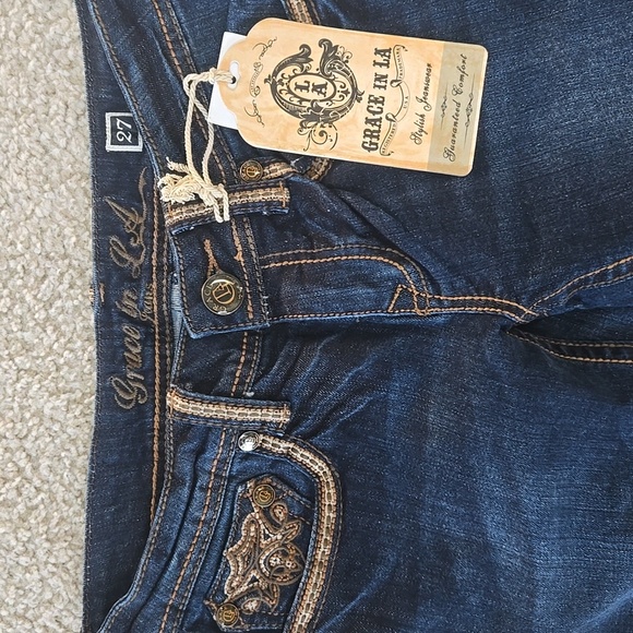 NWT Grace In LA Bootcut Embellished Jeans Size 27 - Picture 5 of 12